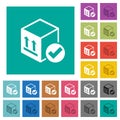 Package delivered square flat multi colored icons
