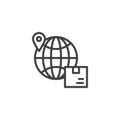 Package delivery destination line icon