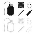 Package with donor blood and other equipment.Medicine set collection icons in black,outline style vector symbol stock