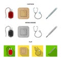 Package with donor blood and other equipment.Medicine set collection icons in cartoon,flat,monochrome style vector