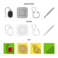 Package with donor blood and other equipment.Medicine set collection icons in flat,outline,monochrome style vector