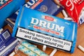 Package of Drum Bright Blue rolling tobacco