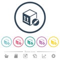 Package edit flat color icons in round outlines