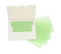 Package with facial oil blotting tissues on white background, top view. Mattifying wipes Royalty Free Stock Photo