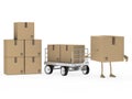 Package figure draw transport trolley Royalty Free Stock Photo