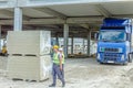 Package of glass wool for unfinished hall at building site, deli