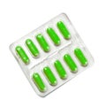 Package of green capsules Royalty Free Stock Photo