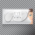 Package of Hydrating Under Eye Gel Patches. Vector illustration of realistic eye gel patches on transparent background