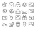 Package icon. Package Delivery line icons set. Editable stroke.