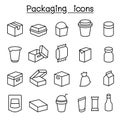 Package icon set in thin line style