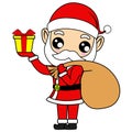 santa claus holding gift box - Cute Christmas santa vector clipart