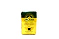 Package of Jacobs crema gold beans coffee.