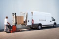 Package loading, the shipment has been processed in the parcel center. Royalty Free Stock Photo