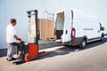 Package loading, the shipment has been processed in the parcel center. Royalty Free Stock Photo
