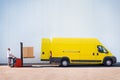 Package loading, the shipment has been processed in the parcel center. Royalty Free Stock Photo