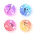 Package location, Lighthouse and Working process minimal line icons. For web application, printing. Vector