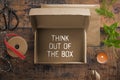 Package with message THINK OUT OF THE BOX Royalty Free Stock Photo