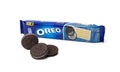A package of Nabisco Oreo chocolate sandwich cookies. Isolated on white