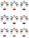 Package of nine clipart of exotic and sensual face