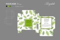Package puff powder skin color, box outline, Green background,