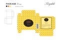 Package puff powder skin color, box outline, Yellow background