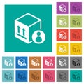 Package recipient square flat multi colored icons
