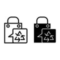 Package with recycle sign line and glyph icon. Eco bag vector illustration isolated on white. Shopping bag with Royalty Free Stock Photo