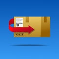Package return sign,return policy concept.
