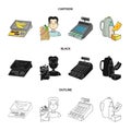 Package, scales, banana, fruit .Supermarket set collection icons in cartoon,black,outline style vector symbol stock