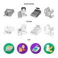 Package, scales, banana, fruit .Supermarket set collection icons in flat,outline,monochrome style vector symbol stock