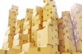 Package shipment, freight transportation and delivery concept, cardboard boxes. 3d rendering Royalty Free Stock Photo