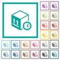 Package shipping time flat color icons with quadrant frames Royalty Free Stock Photo