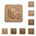 Package shipping time wooden buttons Royalty Free Stock Photo