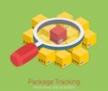 Package status tracking order shipping flat 3d isometric vector