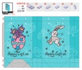 Package template for easter holiday with doodle drawings Royalty Free Stock Photo