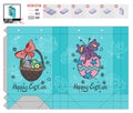 Package template for easter holiday with doodle drawings Royalty Free Stock Photo