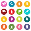 Package types icons set colorful circles vector