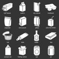 Package types icons set grey vector