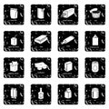 Package types icons set grunge vector