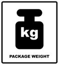 PACKAGE WEIGHT packaging symbol on a corrugated cardboard background. For use on cardboard boxes, packages and parcels
