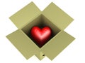 Packaged 3d heart in a fragile carton box