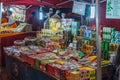 Packaged food booth at Zhong Shan Road evening market, Guilin, China