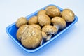 Packaged healthy brown chestnut mushrooms isolated on white background Royalty Free Stock Photo