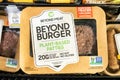 Packages of Beyond Meat brand Plant Based hamburger patties