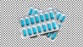 Packages of Blue Capsules on Grid Background Royalty Free Stock Photo