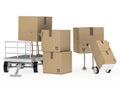 Packages figure unload trolley Royalty Free Stock Photo