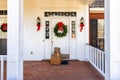 Packages on front porch of home during holiday season