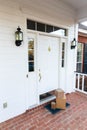 Packages on front porch of home, from online ordering Royalty Free Stock Photo