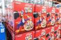 Packages of Kellogg`s Brand Froot Loops  cereal for sale Royalty Free Stock Photo