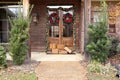 Packages on porch during holiday season Royalty Free Stock Photo